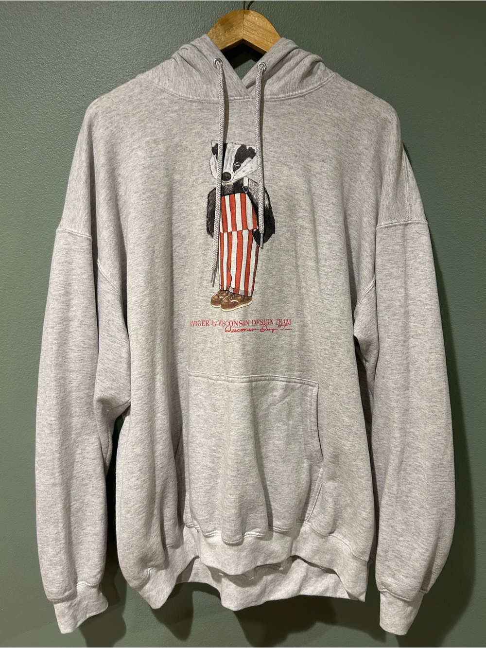 WDT Gray Hoodie with Badger Graphic - Casual Men's Pullover